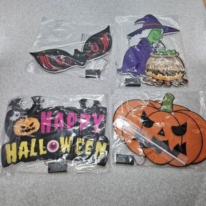 Halloween Lighted Window Silhouettes 4pc Witch Pumpkin‎ Eyes Happy Halloween